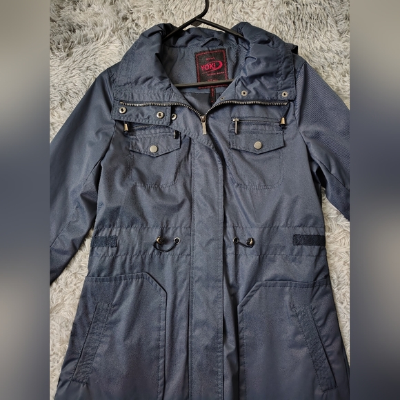 *Like New* Yoki Women's Medium Blue Anorak Outerwear Jacket w/ Removable Hood - Picture 2 of 16